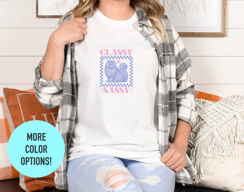 Classy and Sassy Cat Shirt, Vintage Cat Shirt, Women's Cat Shirt, Birthday Gift Shirt, Cute Cats Shirt, Funny Kitten Shirt, Sassy Cats